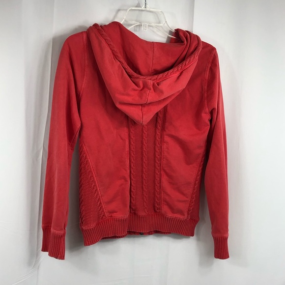 Lucky Lotus Coral Sweater Trim Zipper Hoodie Small - Picture 2 of 7